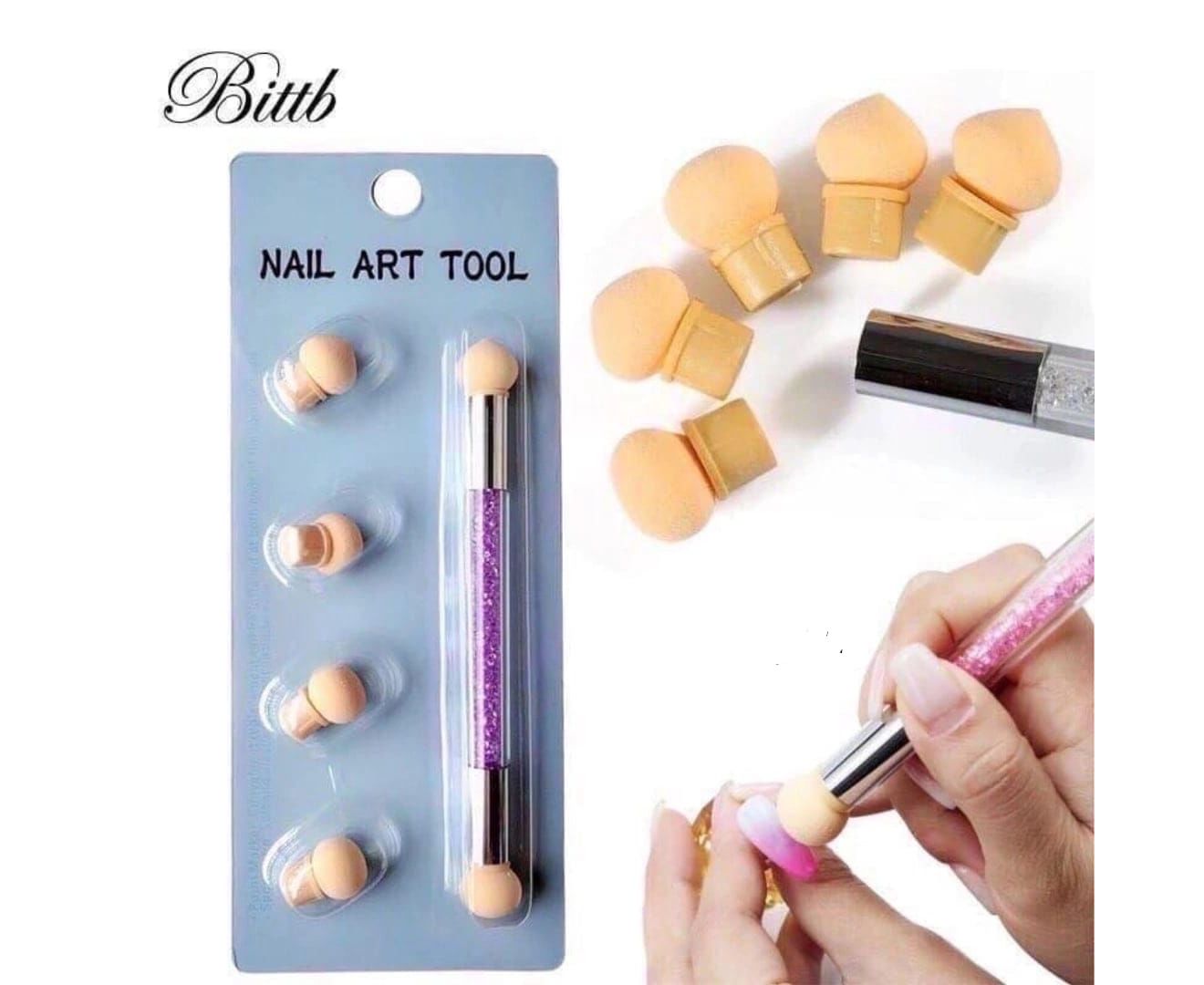 Аэропуффинг комплект (6 шт спонжей) белый Nail Art Tool