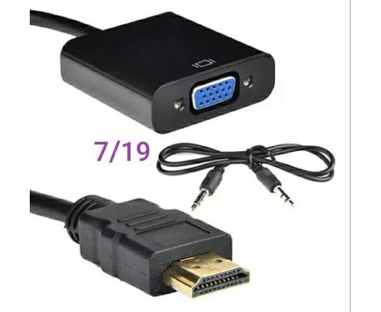 Конвертер переходник HDMI to VGA + звук audio Jack (Черный), код 3049212